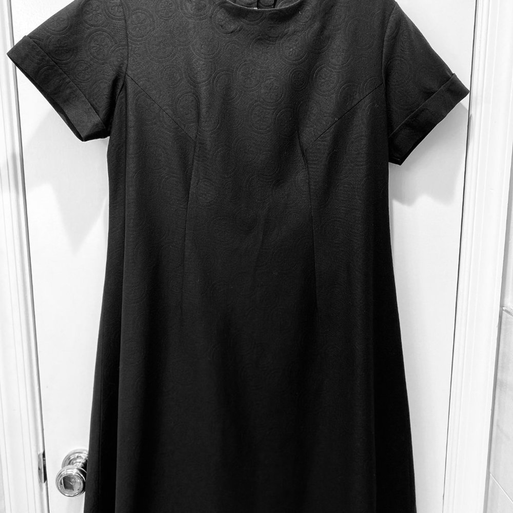 Vintage - Handmade Chic Polyester Black Patterned A Line Dress
